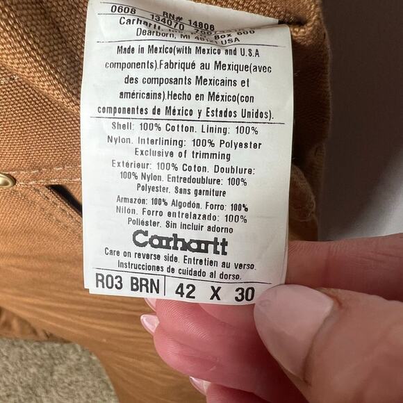 NWOT Carhartt Men's Arctic Quilt Lined Duck Bib Overall Brown Size 42x30 NEW - Picture 10 of 10